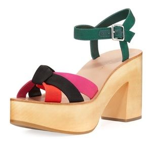 Loeffler Randall Elsa Wooden Platform Heel Sandals.